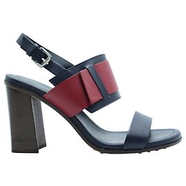 Tod's Marineblaue Sandaletten mit Blockabsatz Blau Marineblau
