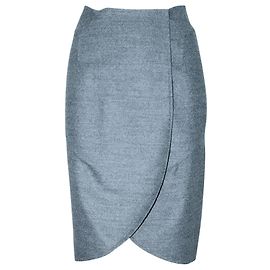 Yves Saint Laurent Grauer Woll-Wickelrock Herbst 2009 Sammlung Grau