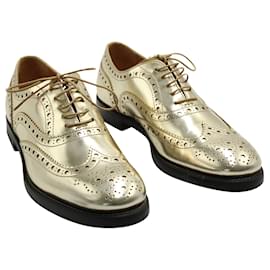 Church's-Golden Oxford Lace Shoes-Golden,Metallic