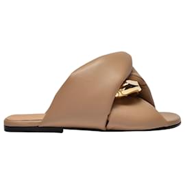JW Anderson-Flat Twist Sandals in Beige Leather-Beige