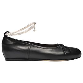 Simone Rocha Ballerine en Cuir Noir Noir