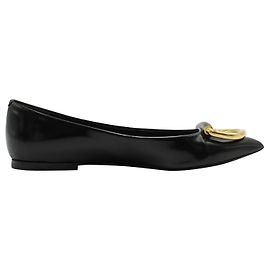 Burberry Ballerines noires à bout pointu avec boucle dorée Noir