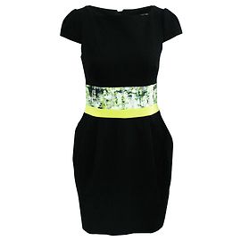 Karen Millen Vestido Negro Estampado Amarillo Negro
