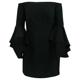 Milly Robe noire à épaules dénudées et manches évasées Noir