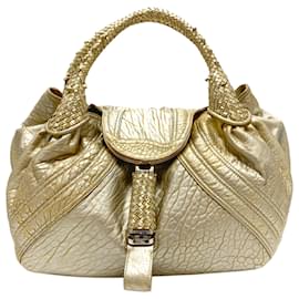 Fendi-Fendi Gold Spy Leather Handbag-Golden