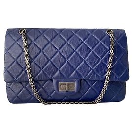 Chanel 2.55 Reissue Bolsa de couro de vitelo acolchoado azul Azul