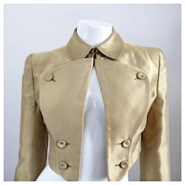 Alexander Mcqueen-Alexander mcqueen 2001 Gold-Tone Cropped Military Jacket / Blazer-Golden