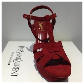 Saint Laurent-Yves Saint Laurent Sandals Tribute Salto gatinho Vermelho-Vermelho