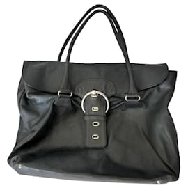 Séquoia-SEQUOIA Vintage bag in black leather - fabric lining -very good condition-Black