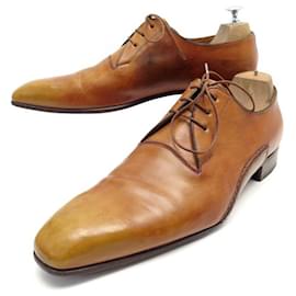 Santoni-SANTONI SHOES 6695 Derby 3 carnations 8.5 IT 43.5 FR BROWN LEATHER SHOES-Brown