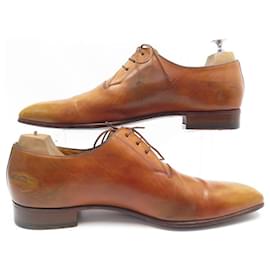 Santoni-SANTONI SHOES 6695 Derby 3 carnations 8.5 IT 43.5 FR BROWN LEATHER SHOES-Brown