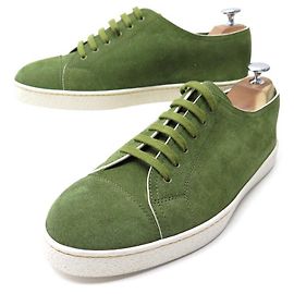 NEUF CHAUSSURES JOHN LOBB BASKETS LEVAH 7.5E 41.5 DAIM VERT SNEAKERS SHOES Vert
