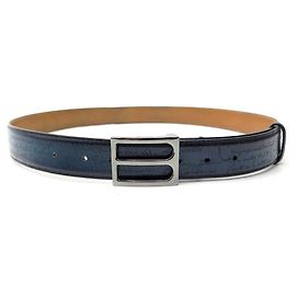 BELT BERLUTI SIZE 105 IN NAVY BLUE SCRITTO LEATHER POUCH LEATHER BELT Navy blue