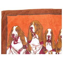 Hermès-SELTENES STRANDTUCH HERMES BASSET HOUND BAUMWOLLE BADETUCH ORANGE STRANDTUCH-Orange