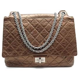 Chanel-SAC A MAIN CHANEL 2.55 BANDOULIERE CUIR MATELASSE BRONZE LEATHER HAND BAG-Bronze