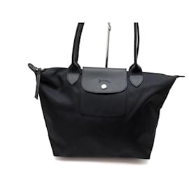 Longchamp-NEUES LOT LONGCHAMP HANDTASCHE LE PLIAGE NEO CABAS S + TASCHE AUS SCHWARZEM CANVAS-Schwarz