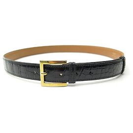 Hermès Cinto Hermes 80 FIVELA DE CINTO DE COURO DE CROCODILO PRETO E VERMEIL Preto