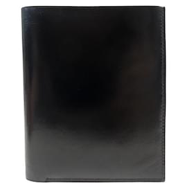 Hermès-VINTAGE HERMES RANGE BILLET WALLET IN LEATHER BOX BLACK LEATHER WALLET-Black