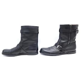 Gucci-GUCCI SHOES BIKE BOOTS MOTORCYCLE 250484 black leather 10 44 BIKER BOOTS-Black