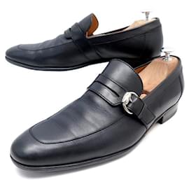 Gucci-GUCCI SHOES LOAFERS WITH BUCKLE 181812 Black Leather 41E LEATHER SHOES-Black