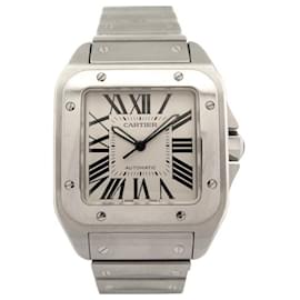 Cartier-Cartier Santos watch 100 XL AUTOMATIC 38MM BRUSHED STEEL WATCH-Silvery