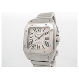 Cartier-Cartier Santos watch 100 XL AUTOMATIC 38MM BRUSHED STEEL WATCH-Silvery