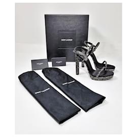 Saint Laurent-Saint Laurent Sandals-Black,Silvery