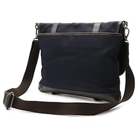 Burberry-Burberry Black Label Messenger Bag Shoulder Bag Plaid Nylon Canvas Leather Navy Brown-Dark brown,Navy blue