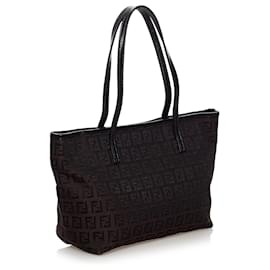 Fendi-Fendi Black Zucchino Canvas Tote Bag-Black