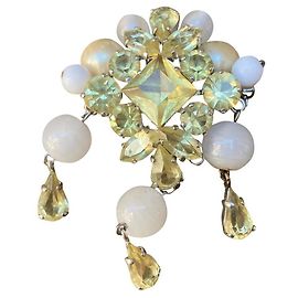 Sublime spilla in perle e strass Dior Bianco Beige