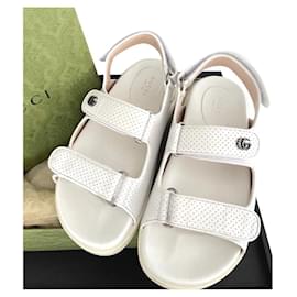 Gucci-Gucci GG Leather Dad Sandals EU37-Blanco