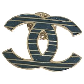 Chanel-Pin-Métallisé,Bleu Marine