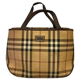 Burberry-Vintage Nova Check Handtasche mit 3 Fächer-Braun,Mehrfarben ,Beige