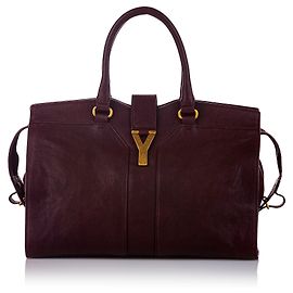 Yves Saint Laurent Bolsa de couro YSL Roxo Cabas Chyc Ligne Roxo