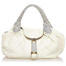 Fendi White Spy Leather Handbag White