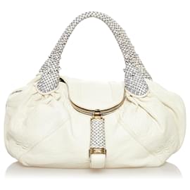 Fendi-Fendi White Spy Leather Handbag-White