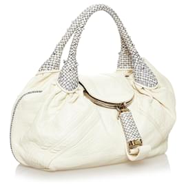 Fendi-Fendi White Spy Leather Handbag-White