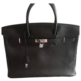 Hermès Birkin 40 Black Leather Handbag Black