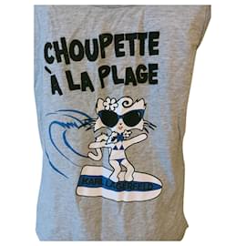 Karl Lagerfeld-Camiseta sin mangas Choupette en la playa-Gris