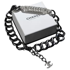 Chanel-Exceptionnel Collier gourmette Chanel-Bijouterie argentée