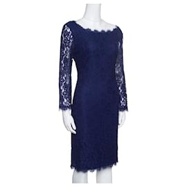 Diane Von Furstenberg-Vestido de renda DvF Zarita na cor marinho-Azul,Azul marinho