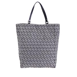 Fendi-Fendi Zucchino Tote Bag-Blue,Navy blue