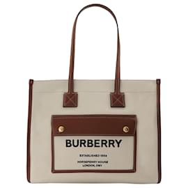 Burberry-Ll Sm Pocket Dtl Ll6 Tote Bag - Burberry -  Natural/Tan - Cotton-Beige