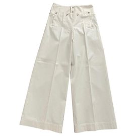 Ralph Lauren Ponte Hose Cremefarben Baumwolle Aus weiß