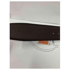 Hermès-Cintura Hermes cuir seul box/chamonix 80x4,2 Unisex-Noir,Marron foncé