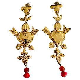 Christian Lacroix Orecchini D'oro Corallo Gold hardware