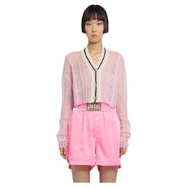 Palm Angels-Palm angels women's pink mohair track mini cardigan-Pink