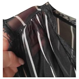 Dolce & Gabbana Palermo Seidenkleid mit Spitze Schwarz Weiß 44 Schwarz Weiß