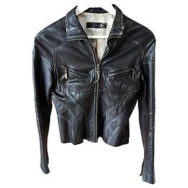 Just Cavalli leather jacket Dark brown