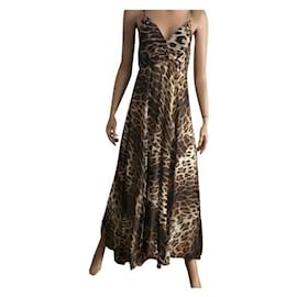 Roberto Cavalli-« Limited edition red carped Roberto Cavalli at H&M gown. worn once, like new »-Leopard print
